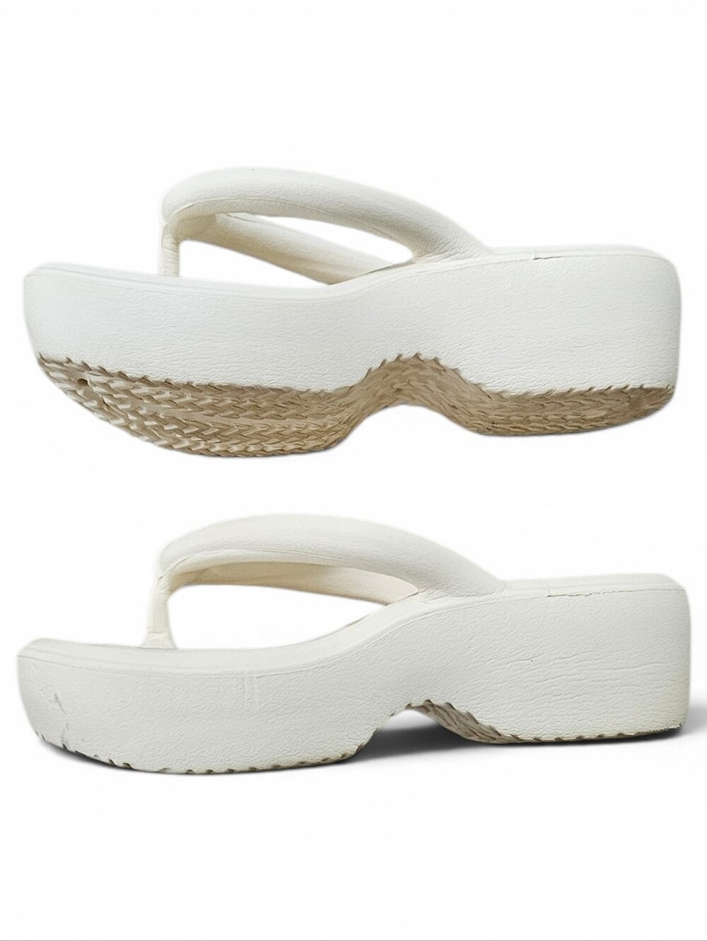 Cream Platform Flip Flop Sandals Size 8 - Picture 6 of 10